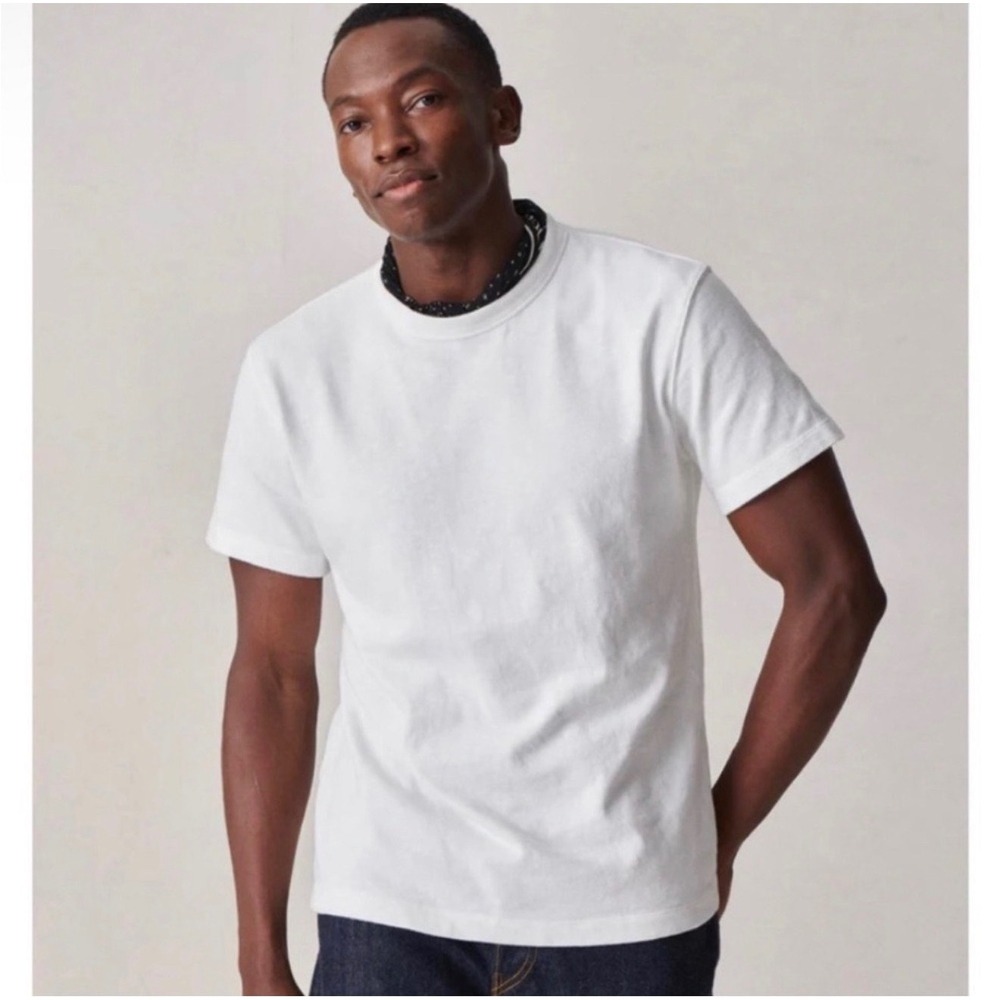 Buck Mason Field Spec Cotton Heavy Tee L White Crew Neck T Shirt casual classic